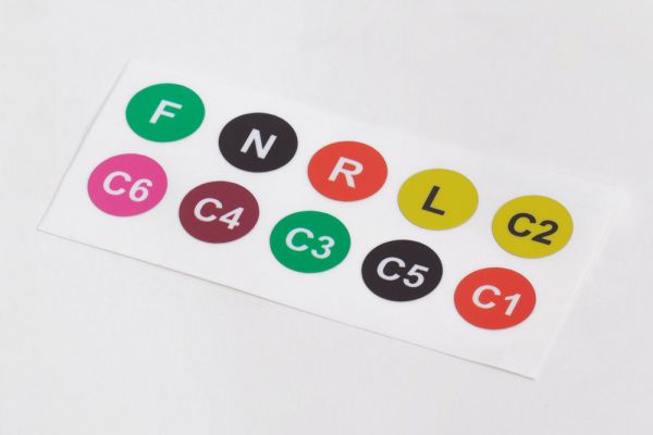 Autocollant pour électrodes C1 – C6, F, N, L, R (jeu)